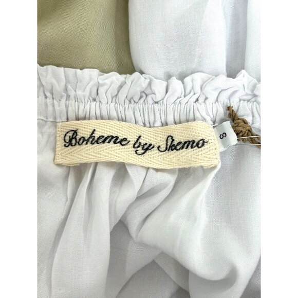 Boheme Skemo Daydream Mini Dress S White Yellow Green Embroidered Beads Tassels - Picture 4 of 16